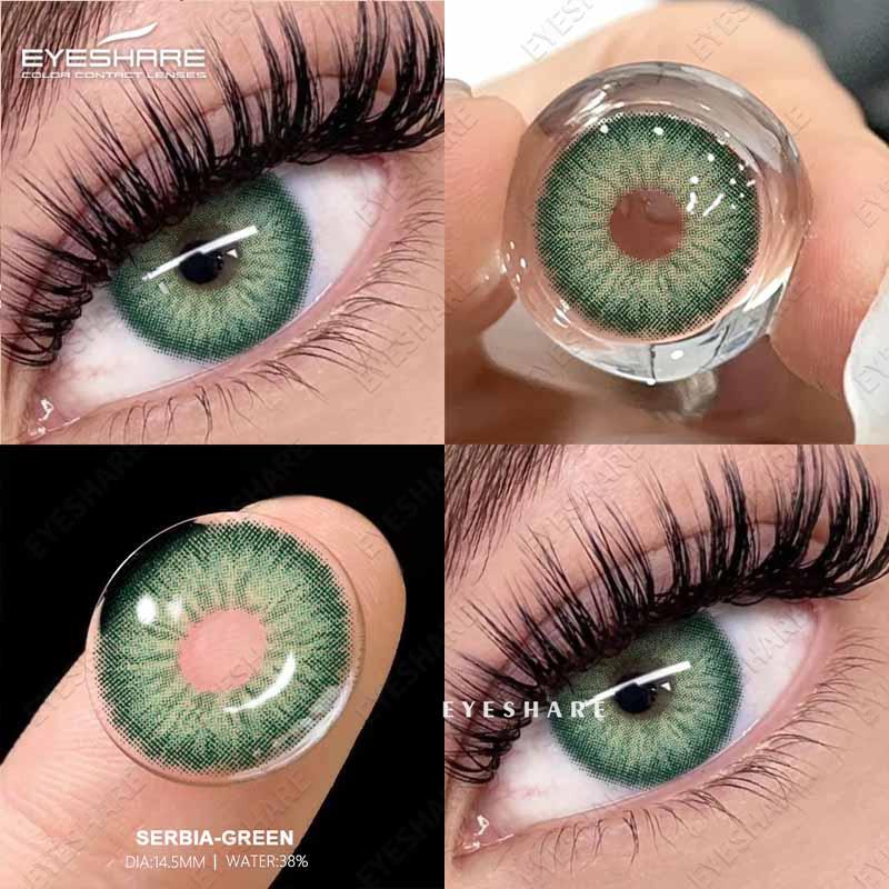 Eyeshare Color Contact Lenses Brown Fresh Annual Disposable Lenses Green Comfortable Natural Contact Lenses Colored Soft Lenses for Eyes 1 Pair