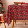 Christmas Tablecloth Red Green Plaid Xmas New Year Rectangle Tablecloth Snowflakes Printing Table Cover Dinning Table Cloth