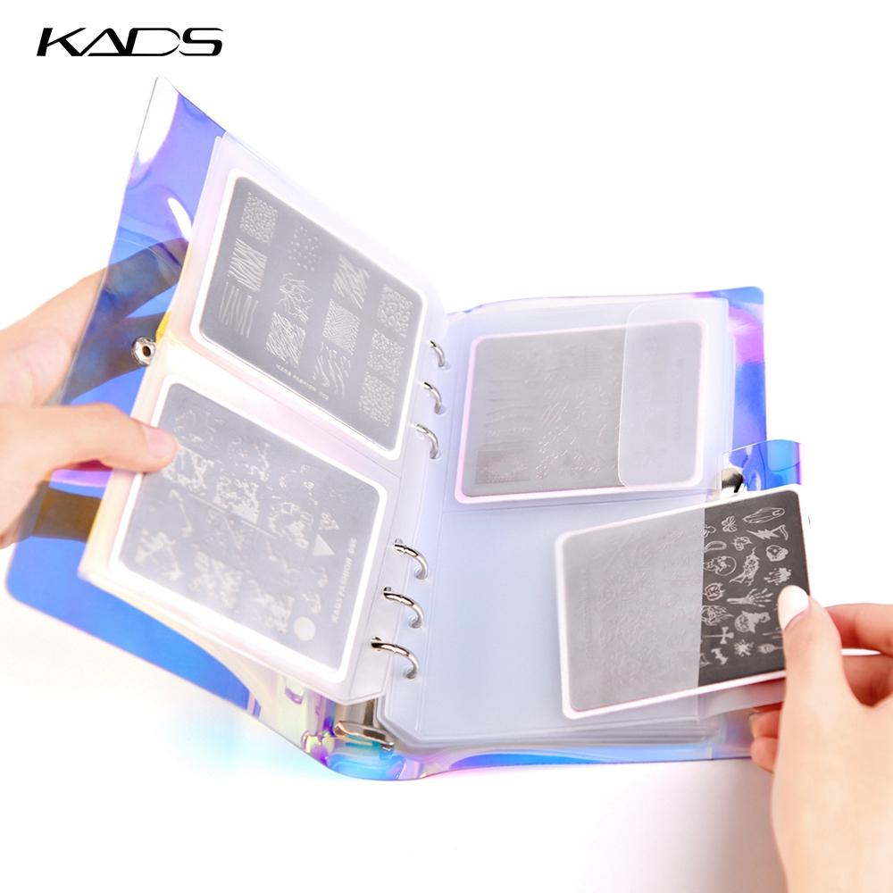 kads 32 Slots Nail Art Stamping Plate Holder Armazenamento Alto Laser Nail Plate Organizador Vazio Caso para Rodada 7*8 CM Stamp Template