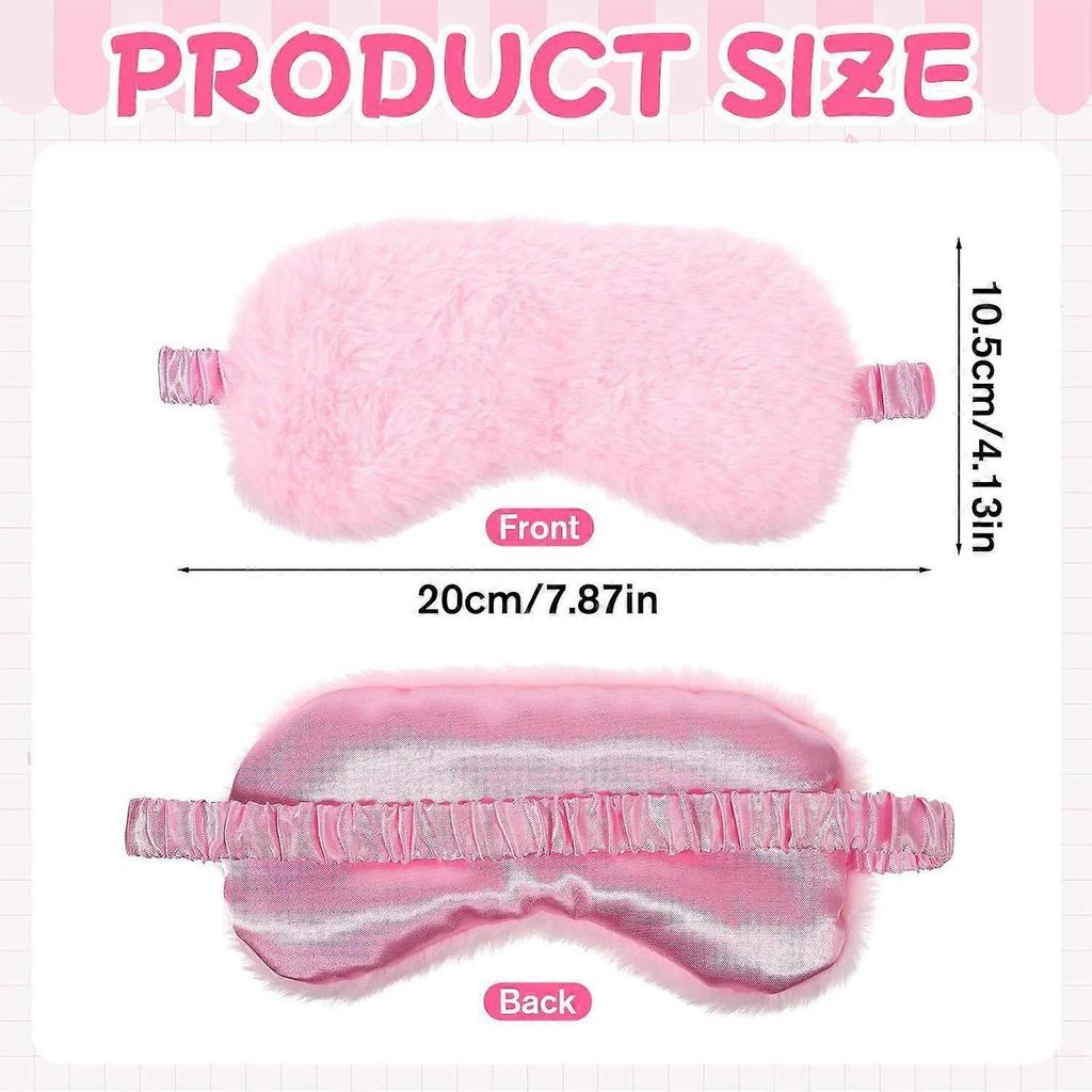 2 Pcs Plush Eye Mask, Soft Sleeping Blindfold Eye Cover Comfortable Satin Back New Faux Fur Nap Eyes Cover Cute Fluffy Furry Sleeping Blindfold for Me