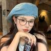 Washed Trendy Denim Beret Hat For Women And Men In Retro Design With Embroidery Unique