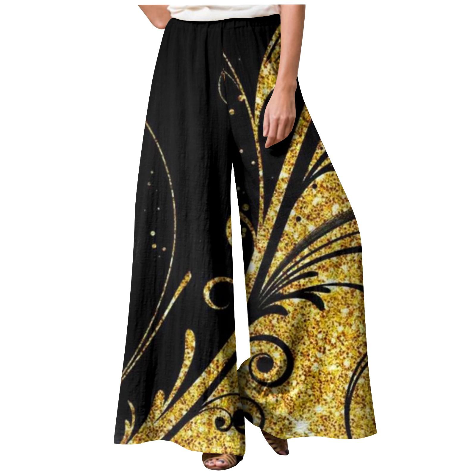 

Женские модные свободные повседневные повседневные брюки с эластичной резинкой на талии и широкими штанинами без карманов XXXXXL жёлтый