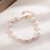 Classic Baroque Ellipse Gold Color Pearl Beaded Bracelet Foe Women Charm Trendy Adjustable Bride Bangle Jewelry Accessory Gift
