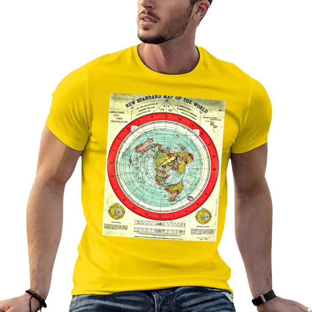 Gleason 1892 Flat Earth Map Research Flat Earth T-Shirt Vintage Anime Shirt Anime Stuff Plus Size Men Clothing