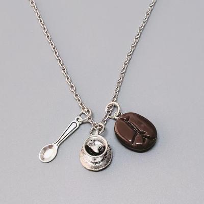 Collana con Ciondoli Vintage da Caffè con Chicchi & Tazzine