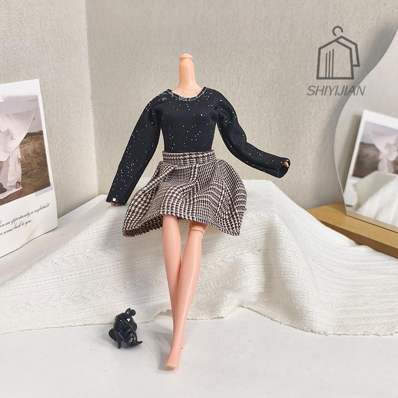 Doll 1/6 Handmade Dress Clothing Winter Fashion Vest+Dresses+Bag For 30Cm Dolls Clothes Doll Dress Up Accessories Girl Toy Gifts