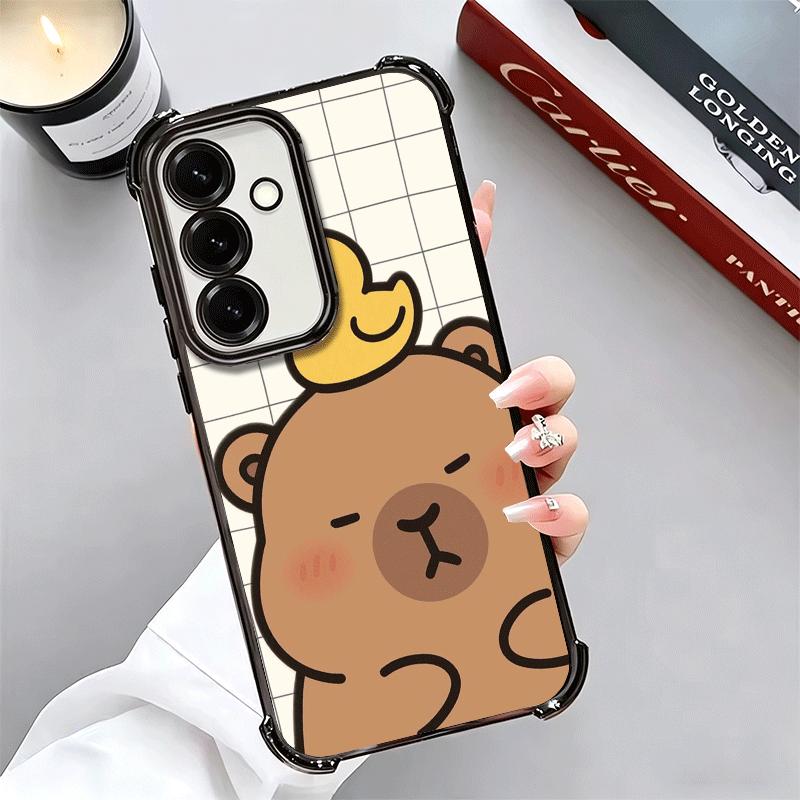 Funny Capybara Cartoon Cute Plating Phone Case For Samsung A17 A07 A37 A57 A16 A56 A15 A55 A14 A54 A13 A53 A26 A36 A25 A35 A24 A