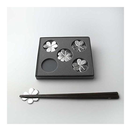 Nousaku Chopstick Rests - Katabami - Set of 5 - 100% Tin (501711) - Chopstick rests inspired by the katabami leaf, often used as a family crest. The