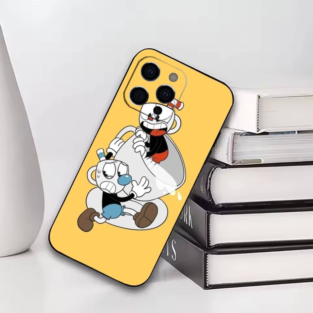 Cuphead Phone Case For iPhone17,16,15,14,13,12,11 Plus,Pro Soft Silicone Black Cover