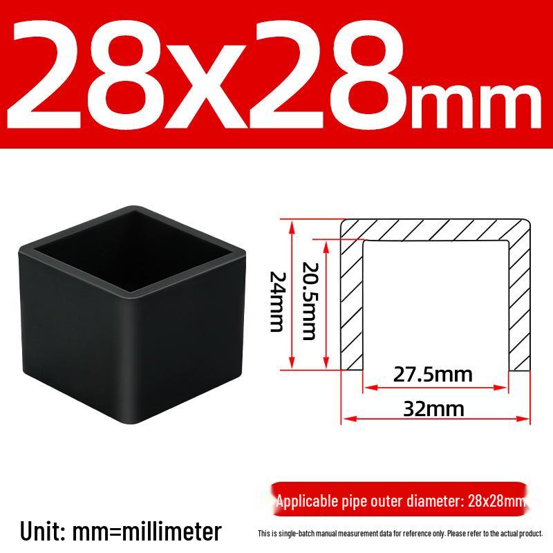 Silicone Anti-slip Chair Leg Cap - Heat Resistant, Square Rubber Sleeve for Steel Pipe with Protective Electroplated Finish