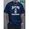 Men's Navy Blue Graphic T-Shirt - , Casual Round Neck, Short Sleeve - Ideal for Summer Leisure & Street Style Fashion