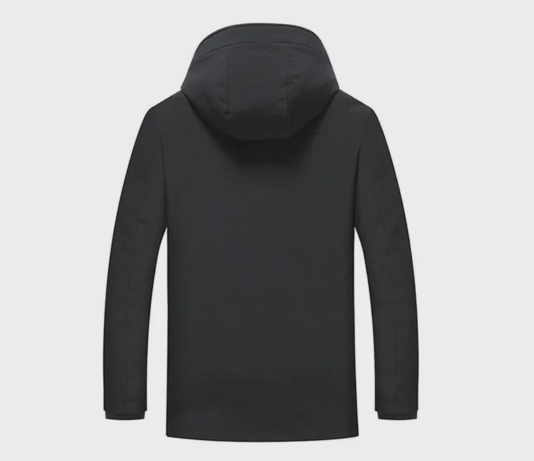 Herren-Winterjacke mit Gänsedaunen und Kapuze: Warmes, verdicktes, herausnehmbares Futter, ideal für Menschen mittleren Alters und ältere Menschen, 3-in-1-Kleidung.