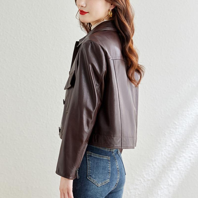 Fashionable Women's Genuine Leather Jackets for Women Spring New Short Sheepskin Versatile Coats for Small People Trendy