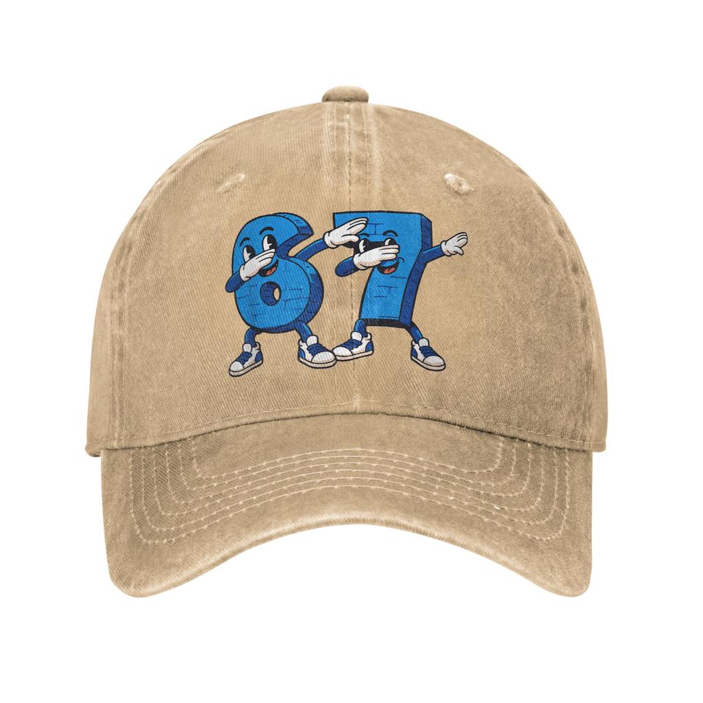 Six Seven Dabbing Cool Meme 67 Funny Dab Number Sun Baseball Cap  Street Style Unisex-Teens Washed Trucker Hat Adjustable