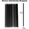 [400 Pcs] Black Individually Wrapped Disposable Plastic Straws(7.5" longX0.23" Diameter)