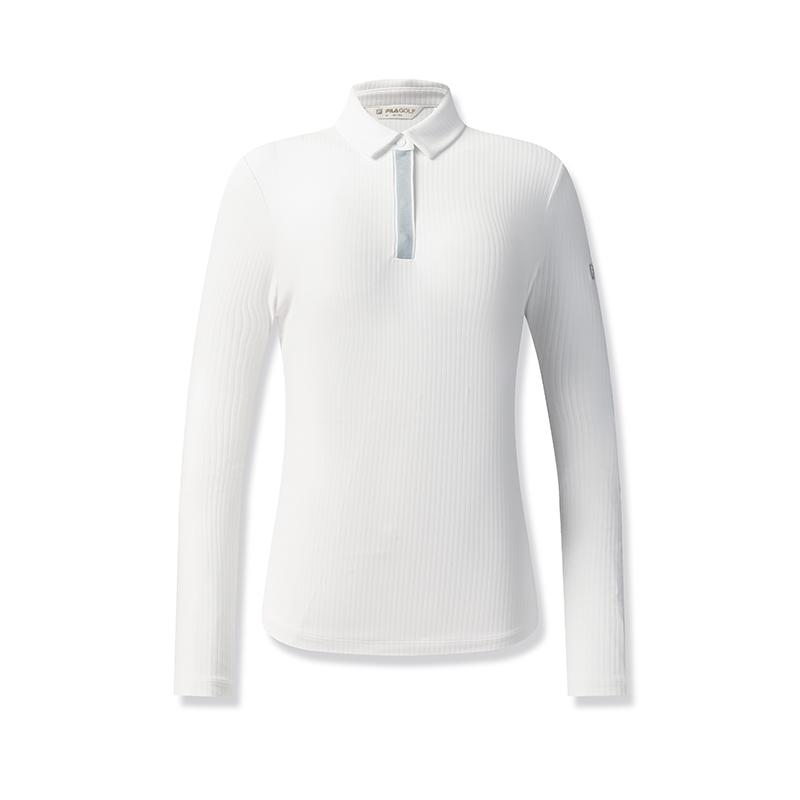 Fila Golf Series Casual Sports Simple Knitted Long Sleeve Polo Shirt Women Tops Jade-White A11W545212FWT