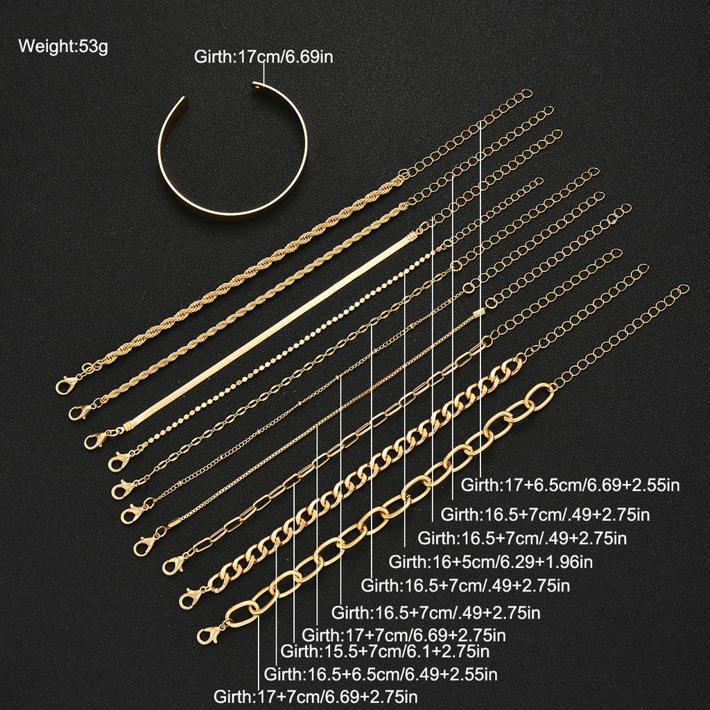11pcs Fashion Minimalist Geometric Bracelet Set for Women Elegant Vintage Layered Snake Twist Chain Bead Bracelets Jewelry Gifts