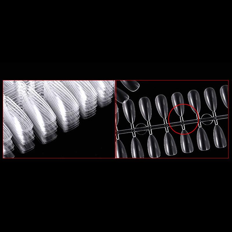 504Pcs Transparent Stiletto Fake Nail Tips Acrylic Ballerina Nail Tips Long Shape Half Cover Coffin Professional False Art Nail