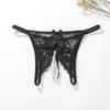 Sexy Lace Open Crotch Thong - Transparent Exotic Panties