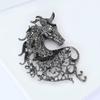 Vintage Rhinestone Horse Head Brooches Casual Metal Badge Pin Zodiac Animal Pins  Friends