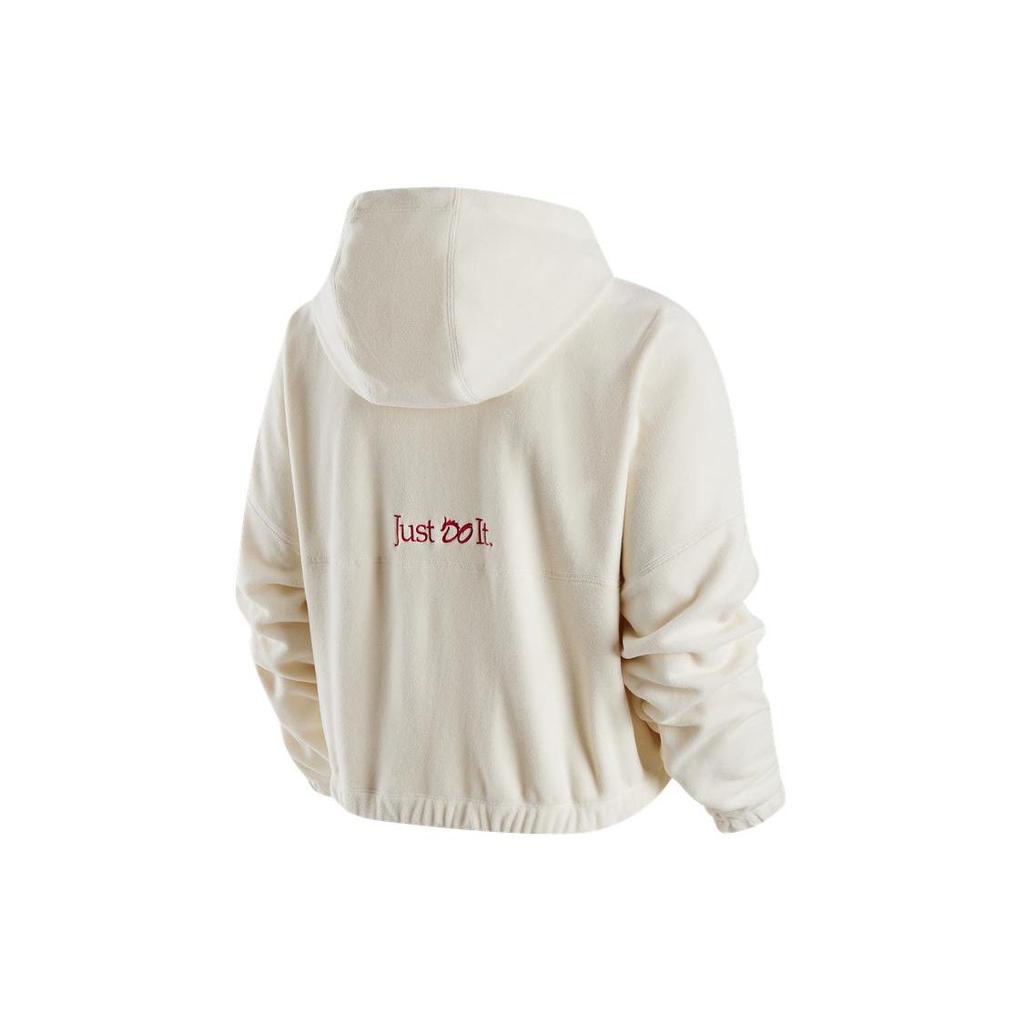 Nike Dragon New Year Series FW23 Year of the Dragon CNY Drop Shoulder Loose Warm Logo Letter Hooded Zipper Fleece Jacket Women Outerwear FZ6387-113