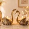 BEHOMA Pair of Swan Candle Holder with Giftbox for Home Decor, Gold |