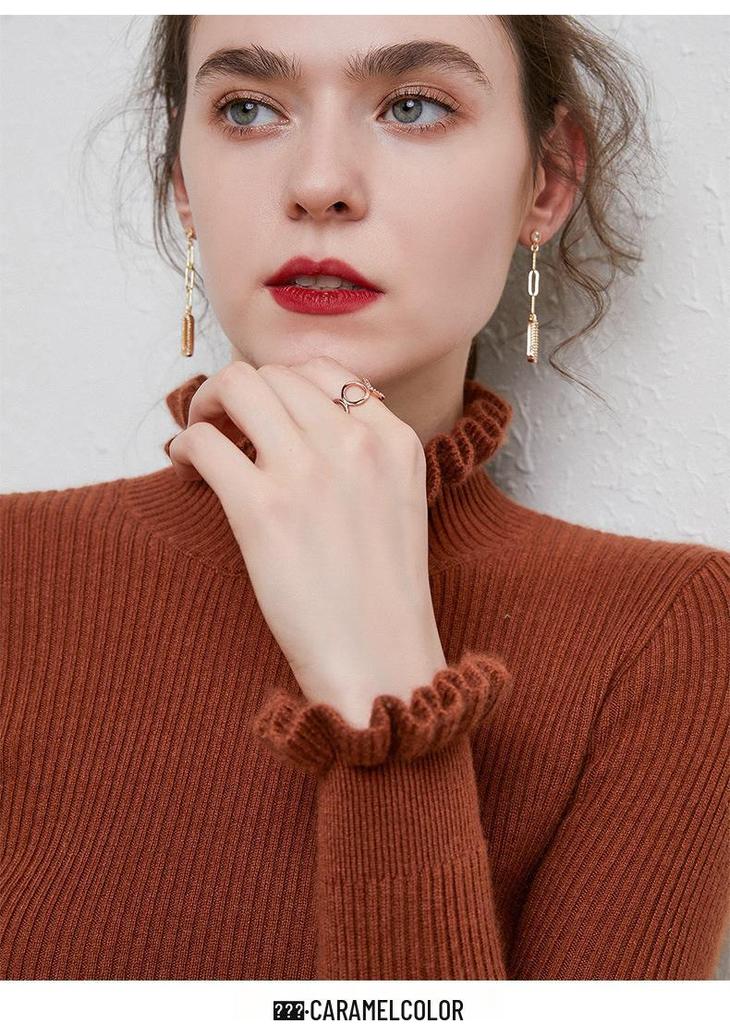 2020 Autumn Winter Women's Knitwear: Korean Style Floral Collar Striped Sweater Jacket
