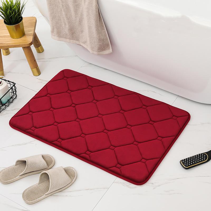 Inyahome Memory Foam Bath Mat Absorbent Bathroom Rug Bathmat Non Slip Floor Mats Kitchen Runner Restroom Living Room Blue Carpet