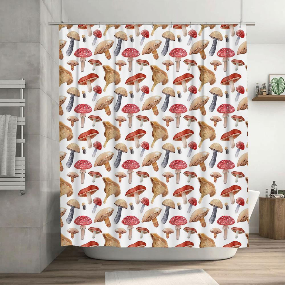 Mushroom Print Shower Curtain Waterproof Bathroom Decor Modern Home Decorations Customizable Size Available for Purchase On AliE