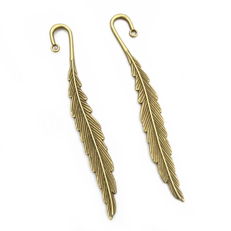 

4pcs 116x13mm Bronze Antique Silver Plated Leaf Feather Handmade Charms Pendant DIY for Bracelet Necklace Bookmark Accessories
