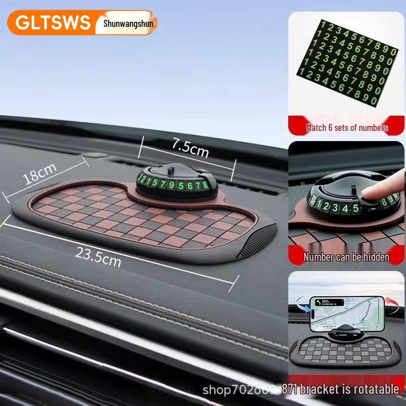 Shun Wang 3-in-1 Car Dashboard Anti-slip Phone Holder with Strong Suction & Number Display коричневый