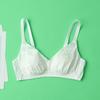 Silk V-Neck Jacquard Wireless Seamless Breathable Lingerie Bra with Side Support