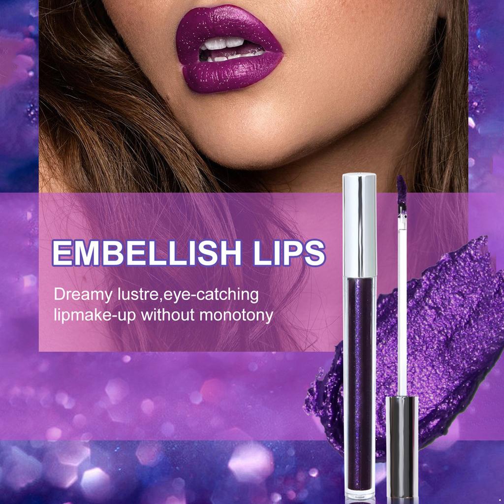 1 Piece Long Lasting Waterproof Liquid Lipstick High Pigment Glitter Lip Gloss Non Stick Transfer Smudge Proof Moisturizing Lip Makeup