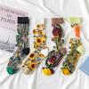 3 Pares Nuevos Set de Calcetines Transparentes Lindos de Gato para Mujer Coreanos Florales Animales Verano Delgados Kawaii Set de Calcetines de Seda para Mujer