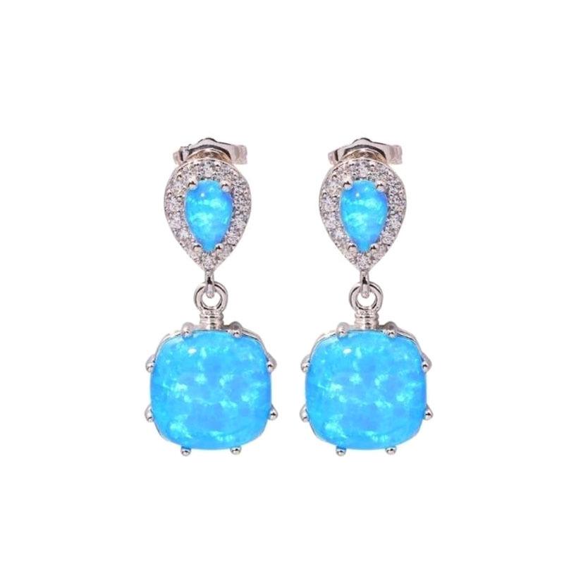 European and American Trendy Zircon Opal Inlaid Women's Earrings