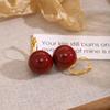 French Retro Ankara Red Vintage Round Bead Earrings - Autumn/Winter High-End INS Style Temperament Dangles