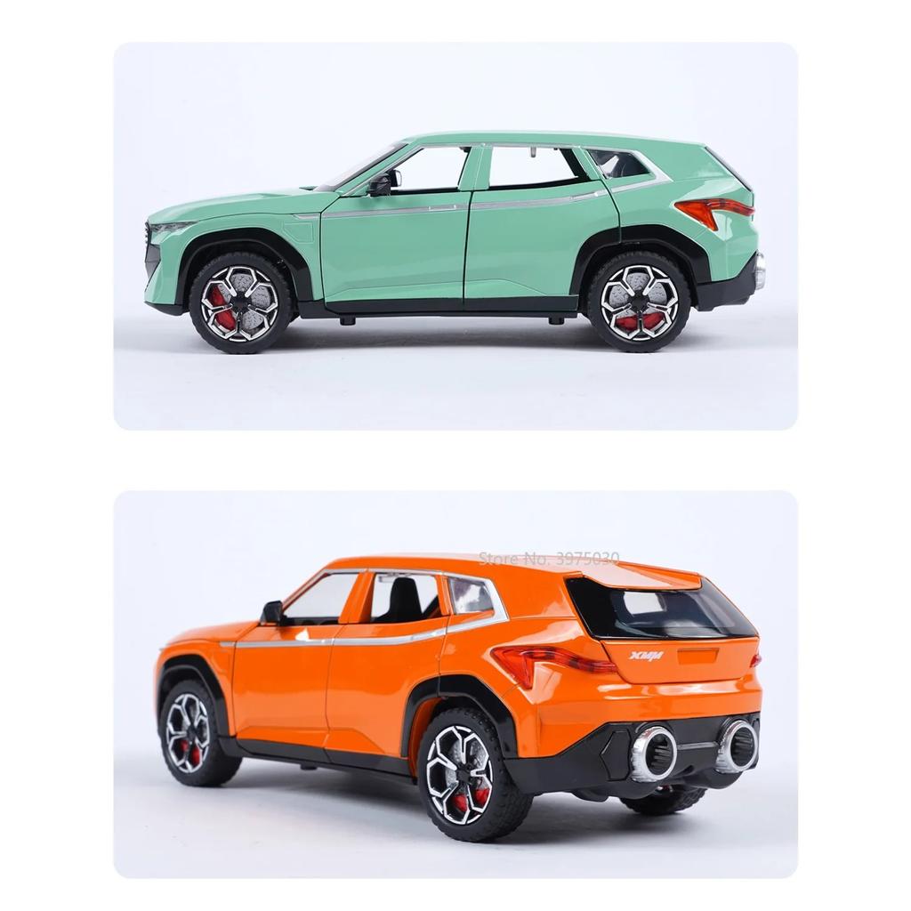 1/24 Scale BMW XM SUV Alloy Diecast Car Model Toy Simulation Off-Road Vehicles with Sound Light Spray Collection Toys for Kids Gifts