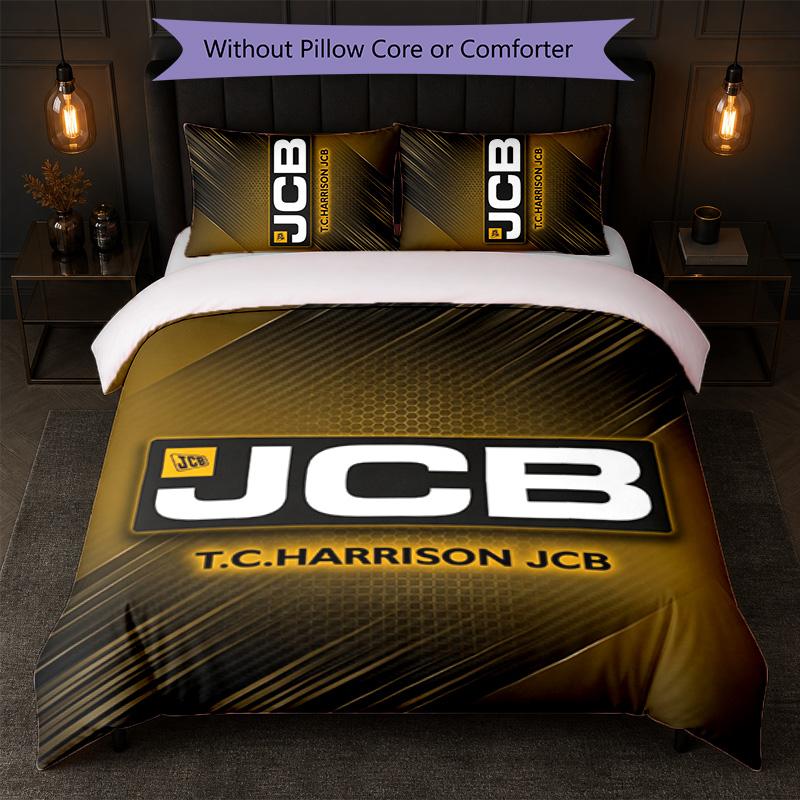 JCB Print 3Pcs Bedding Set Duvet Cover With Two Pillowcases Soft Bed Linen For Household Bedroom