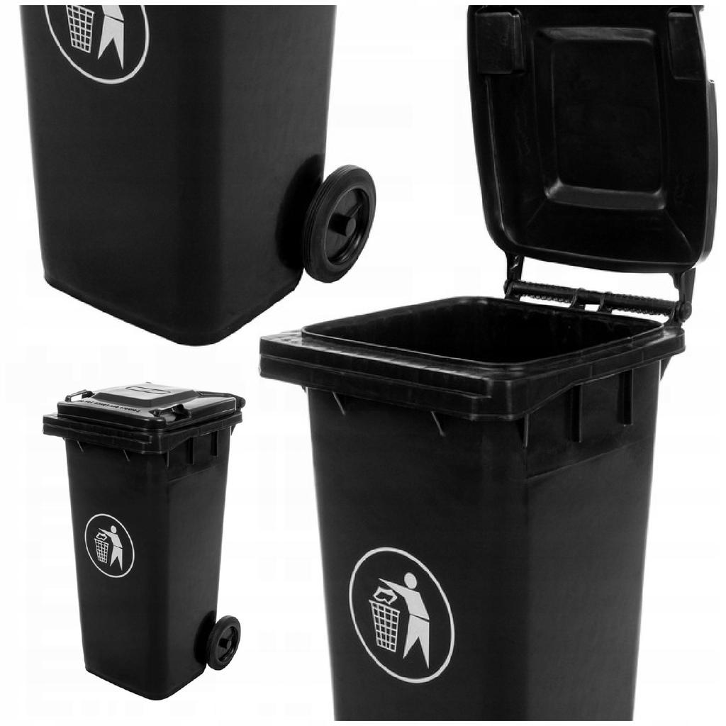 Mixed Waste Bin 120 Black On Wheels 1 Pc