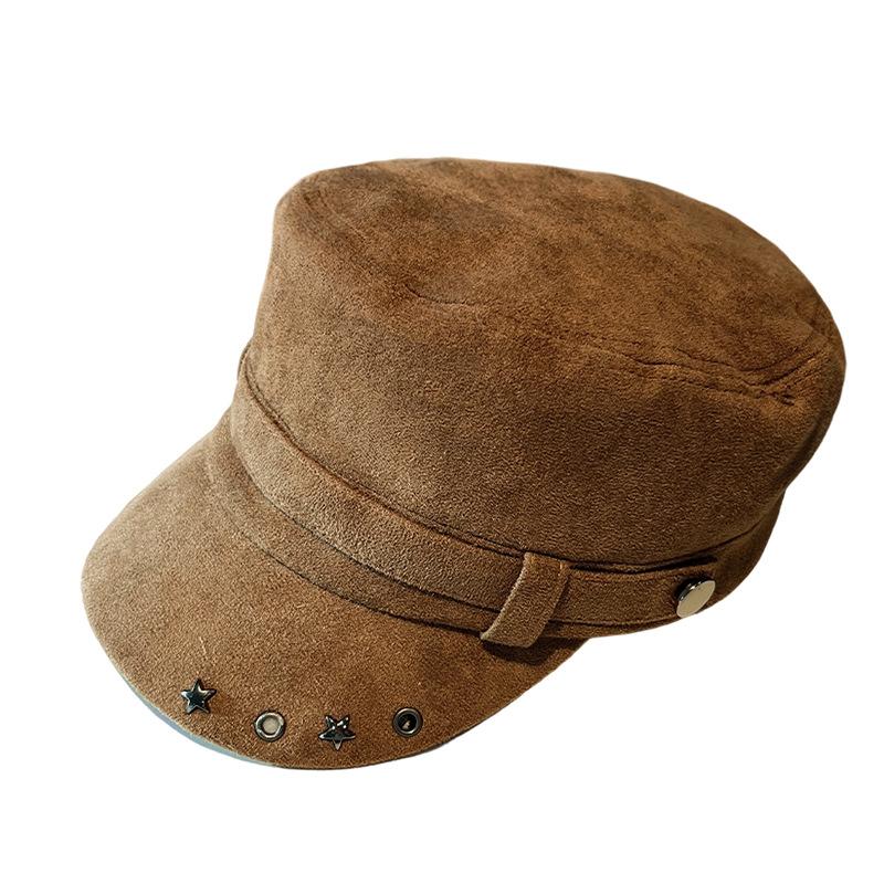 Retro Rivet Hollow Star Flat Top Equestrian Cap Design Early Autumn New Temperament Spice Girl Versatile Duck Tongue Newsboy Hat
