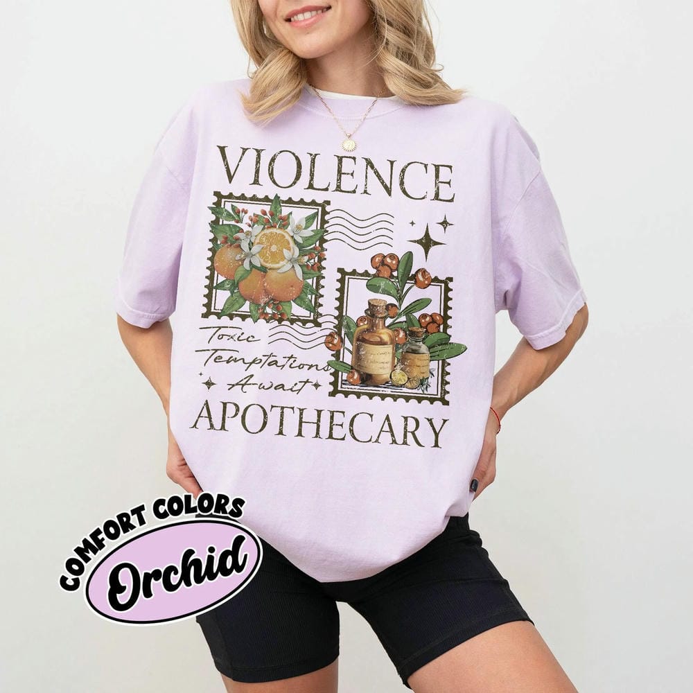 Violence Apothecary Comfort Shirt Fourth Wing Vintage Dark Academia Bookish Literary Unisex Top Gift For Book Lover Streetwear