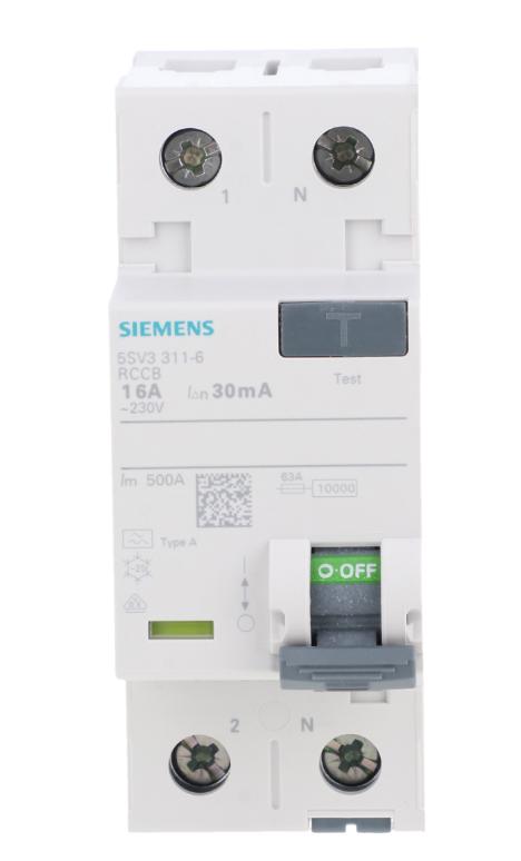 Sentron 16A 2P 16A 0.03A Type A 5Sv3311-6 Differential Circuit Breaker