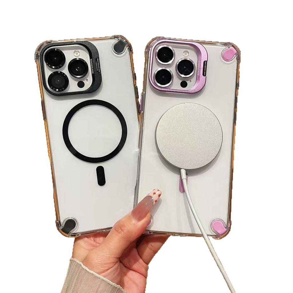 Neue Halterung Anti-Fall Magnetische Handyhülle für Apple 17PROMAX, Beliebtes Paar Temperament, Japanische und Koreanische Magnetische Hülle