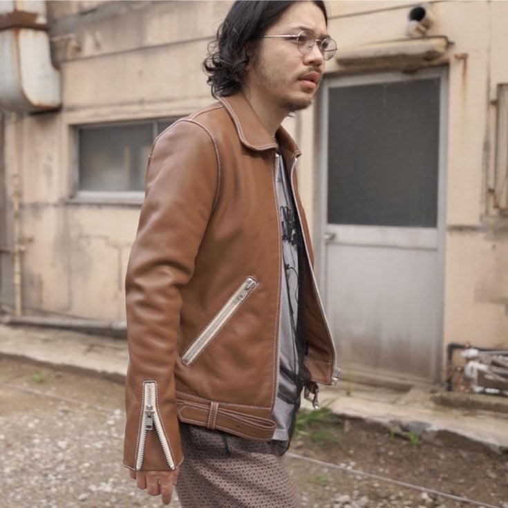 VALLET Genuine Leather Single Rider Jacket VALLET01AN S Size Brown [Liugoo Leathers] (Valette) Men's