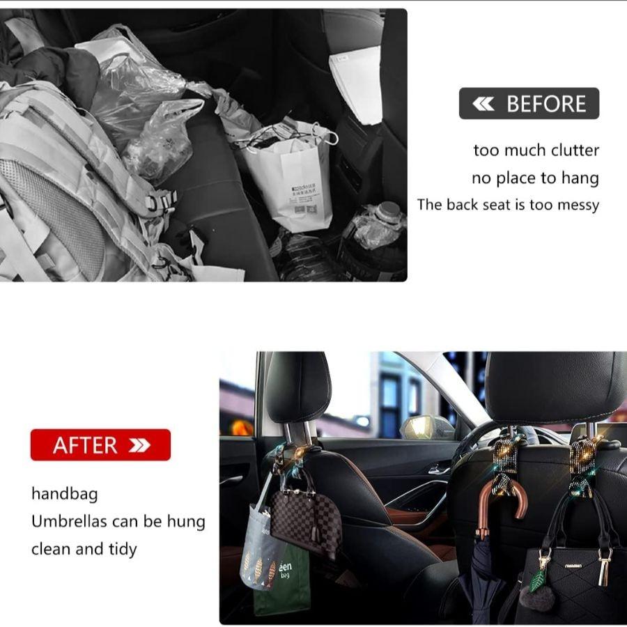 4 Pcs Car Seat Hooks for Purses and Bags, Headrest Hooks with Car Accessories