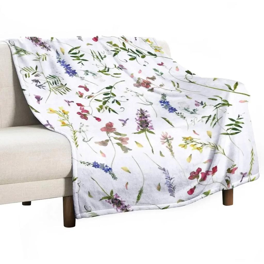 Wildflowers And Herbs Throw Blanket funny gift blankets ands Luxury Designer Plaid on the sofa Decorative Sofa Kid'S Blankets