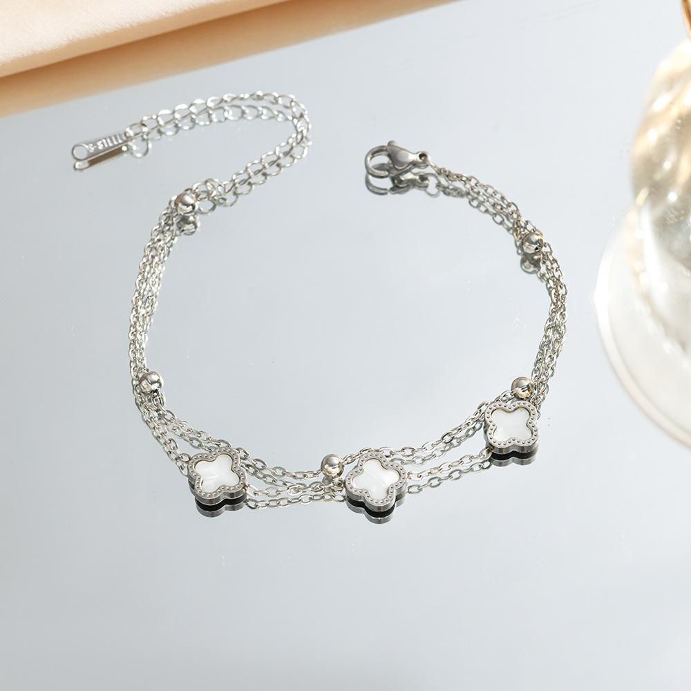 

Браслет Clover из титановой стали 18 карат, двухслойный белый