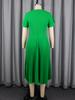 AOMEI Green Pleated A Line Dresses for Women Short Sleeve Beaded Ruffles High Waist Midi Party Event Dress