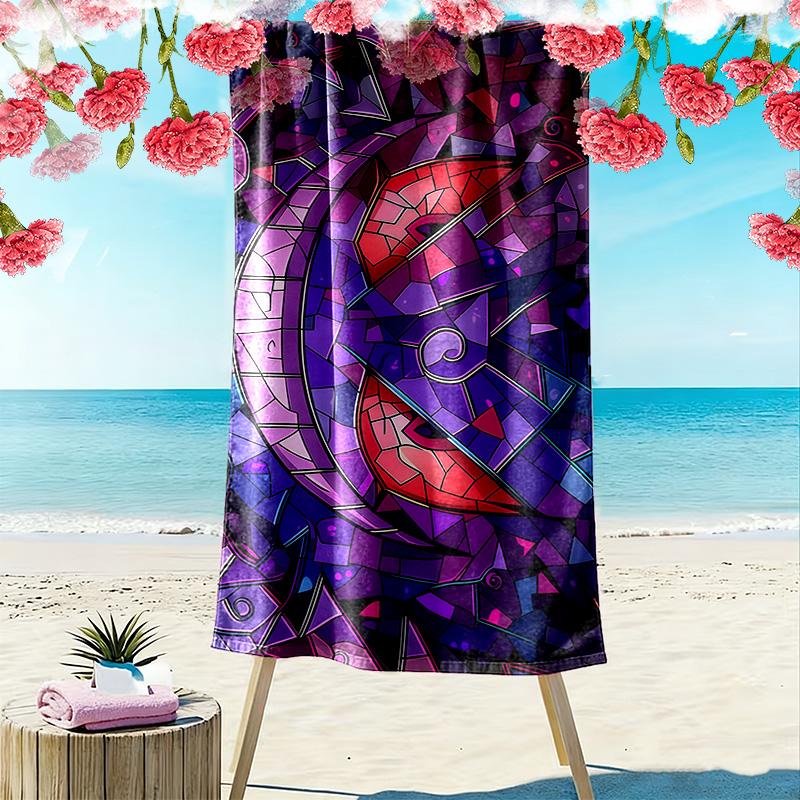 Gengar Print Beach Towel, Large Soft Quick Dry Towel for Beach Camping Swimming