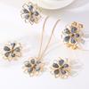 Hot-selling New Dripping Oil Elegant and Sweet Lotus Double-layer Hollow Three-dimensional Flower Ring Bracelet Stud Earrings Necklace